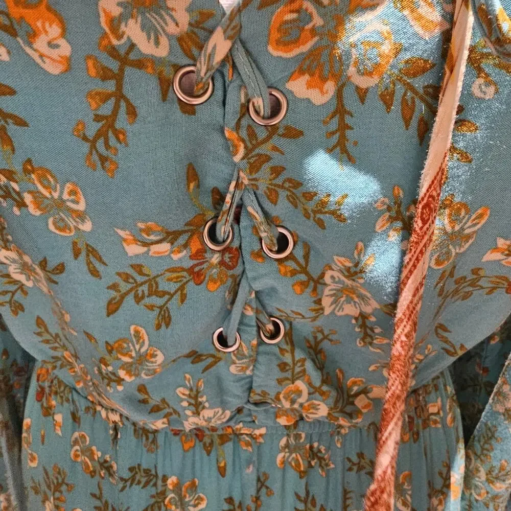 Unbranded Boho Romantic Maxi Dress XL Floral Cottagecore Prairie Tiered Flowy - Picture 9 of 11